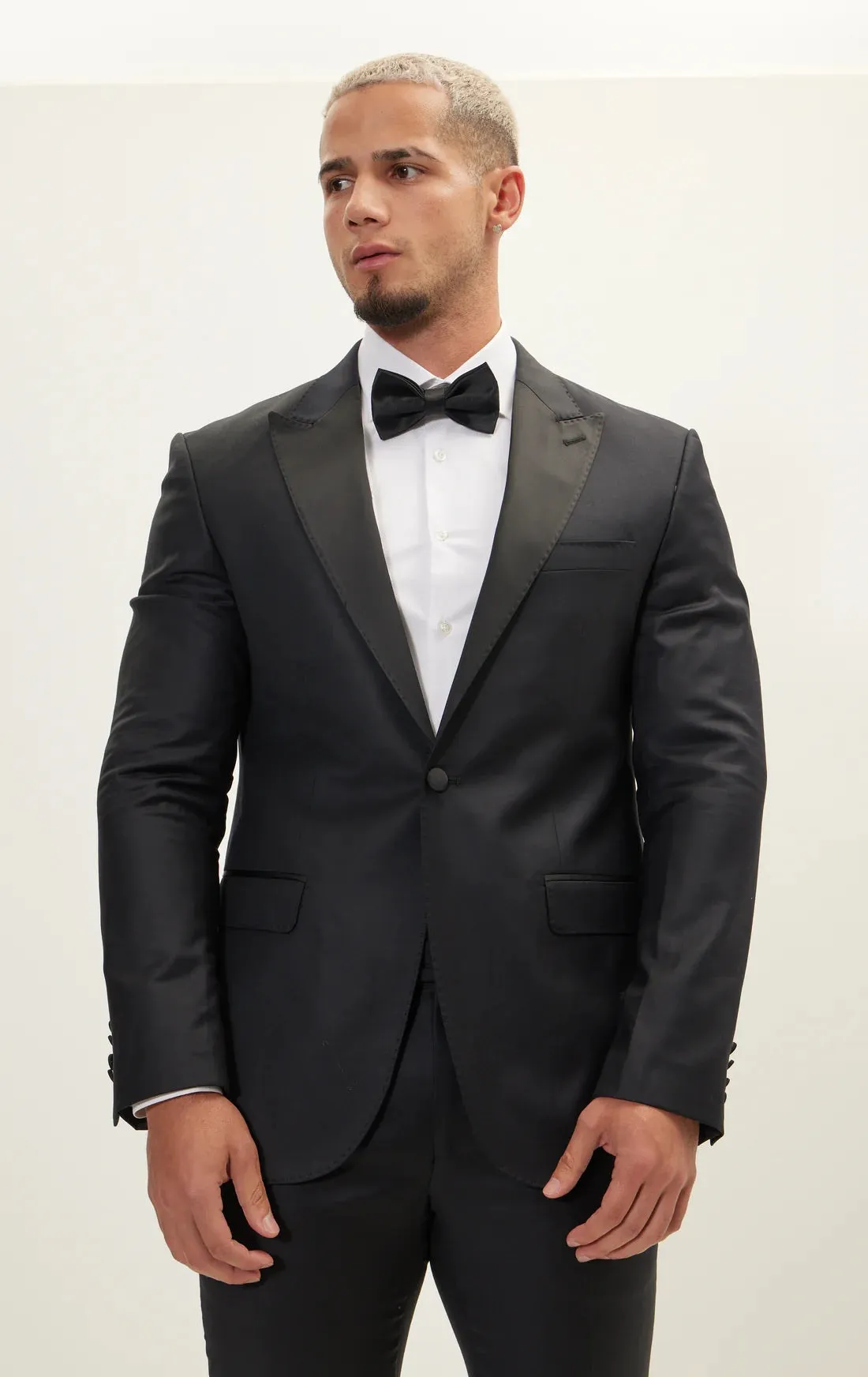 Super 180's Merino Wool Tuxedo - Matte Black