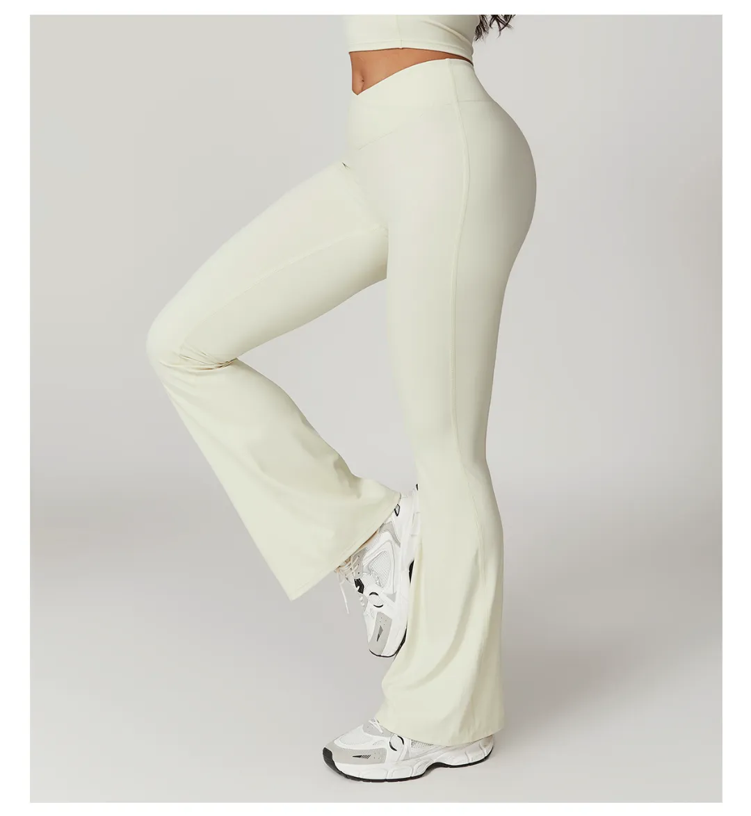 Sustainable Recycled Quick Dry Hip Raise Yoga Bell Bottom Pants Nude Feel Cross High Waist Tight Casual Sports Wide Leg Pants