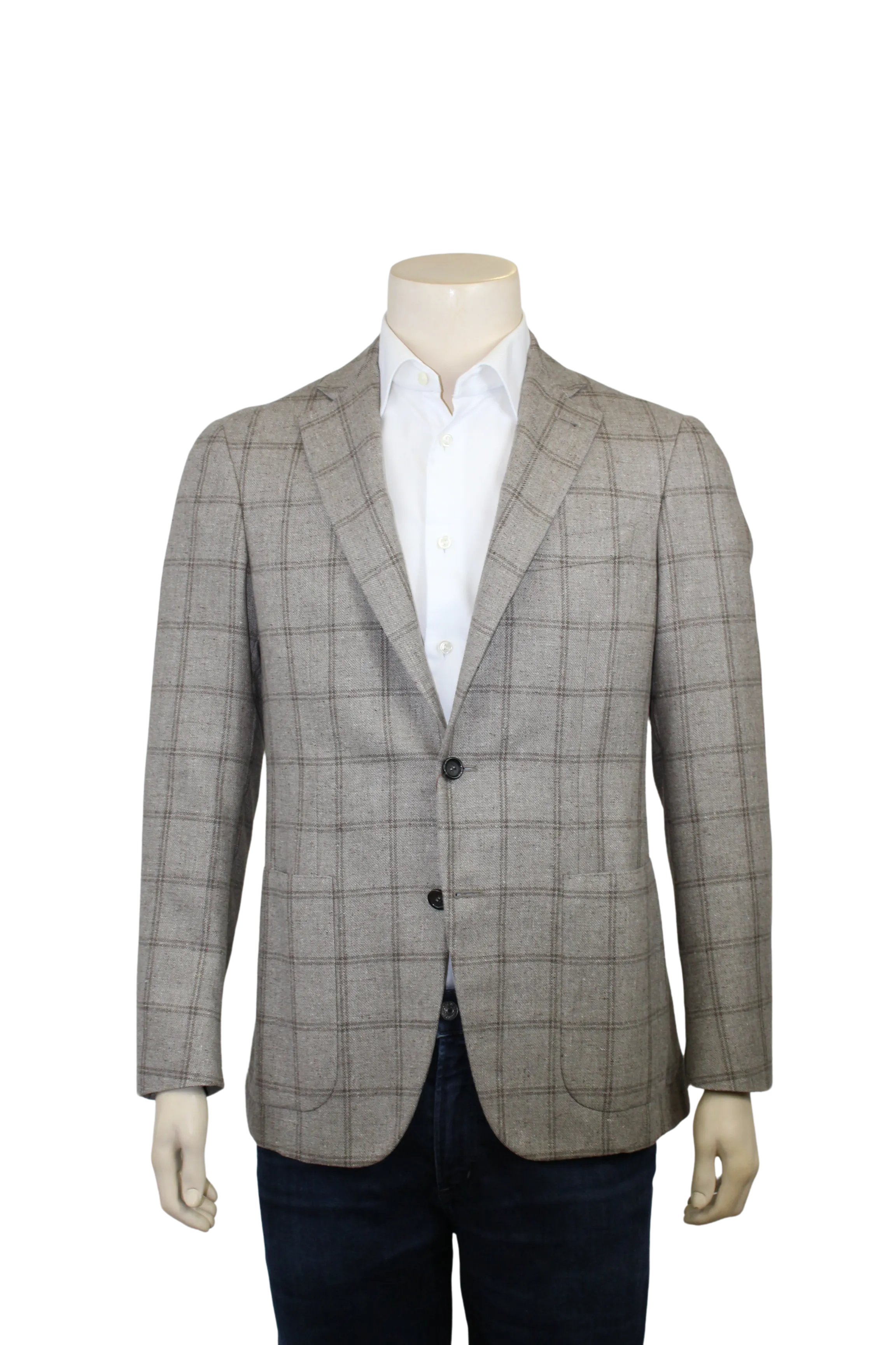 Taupe & Brown Windowpane Sport Coat