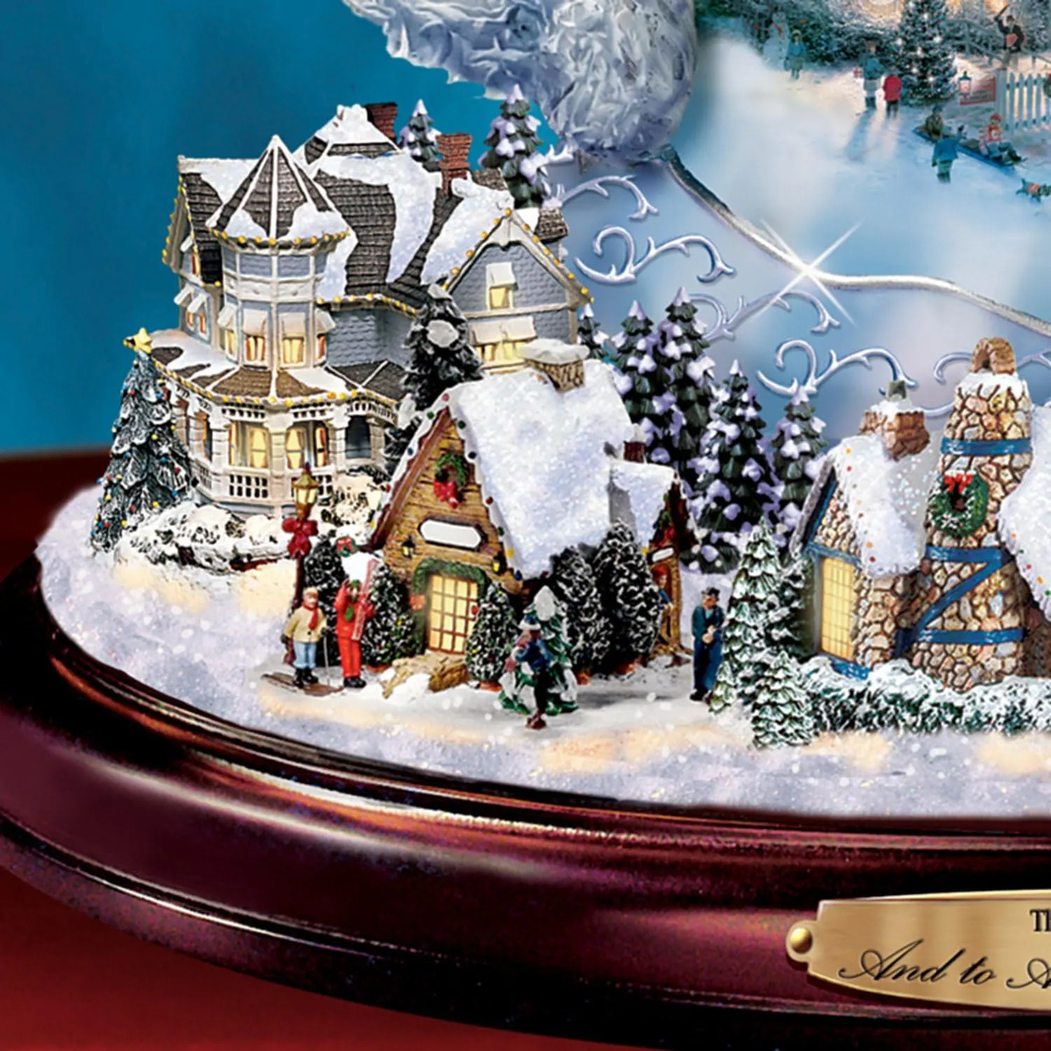 The Bradford Exchange And to All A Good Night Moving Santa Claus Tabletop Figurine Christmas Decoration by Thomas Kinkade 12-inches