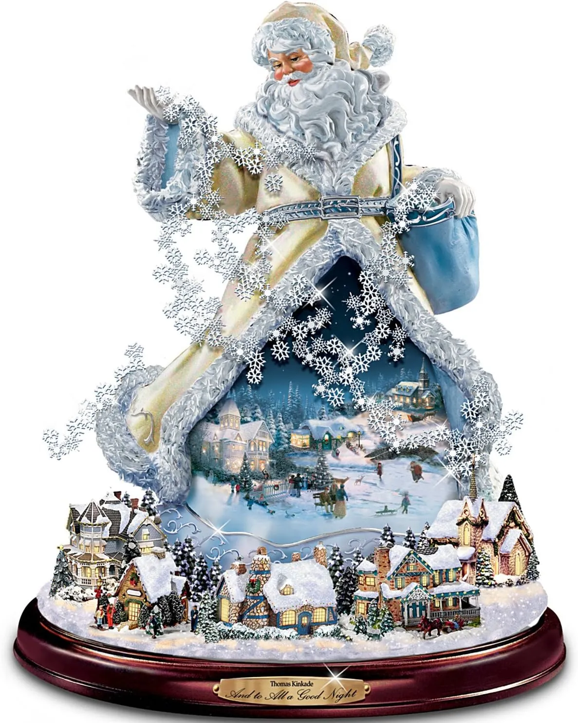 The Bradford Exchange And to All A Good Night Moving Santa Claus Tabletop Figurine Christmas Decoration by Thomas Kinkade 12-inches