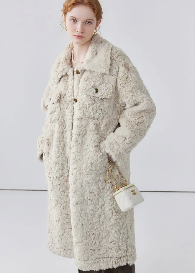 THICK LAPEL LONG FUR COAT