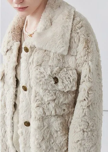 THICK LAPEL LONG FUR COAT