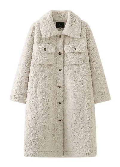 THICK LAPEL LONG FUR COAT