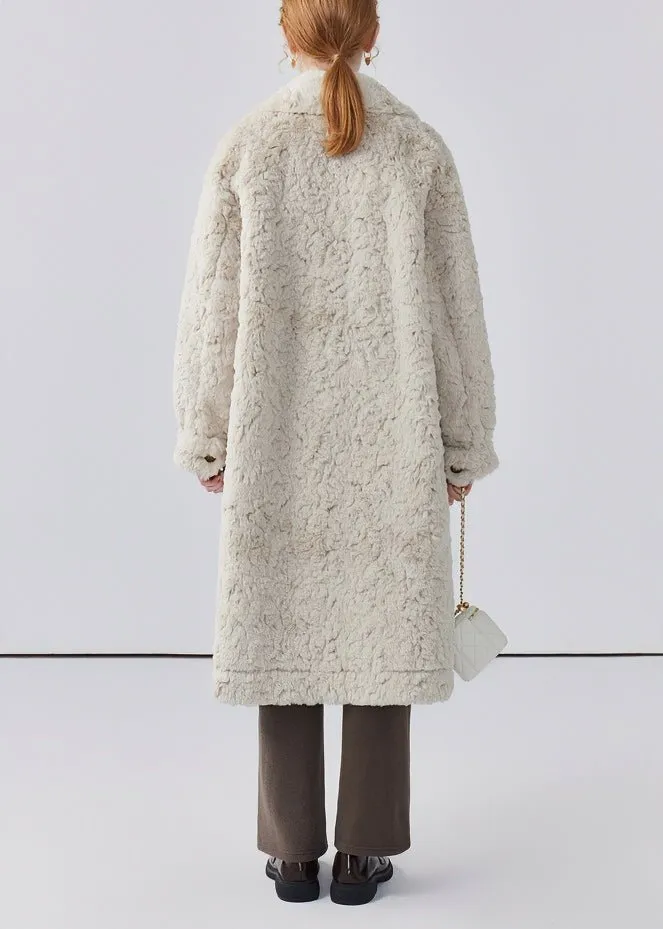 THICK LAPEL LONG FUR COAT