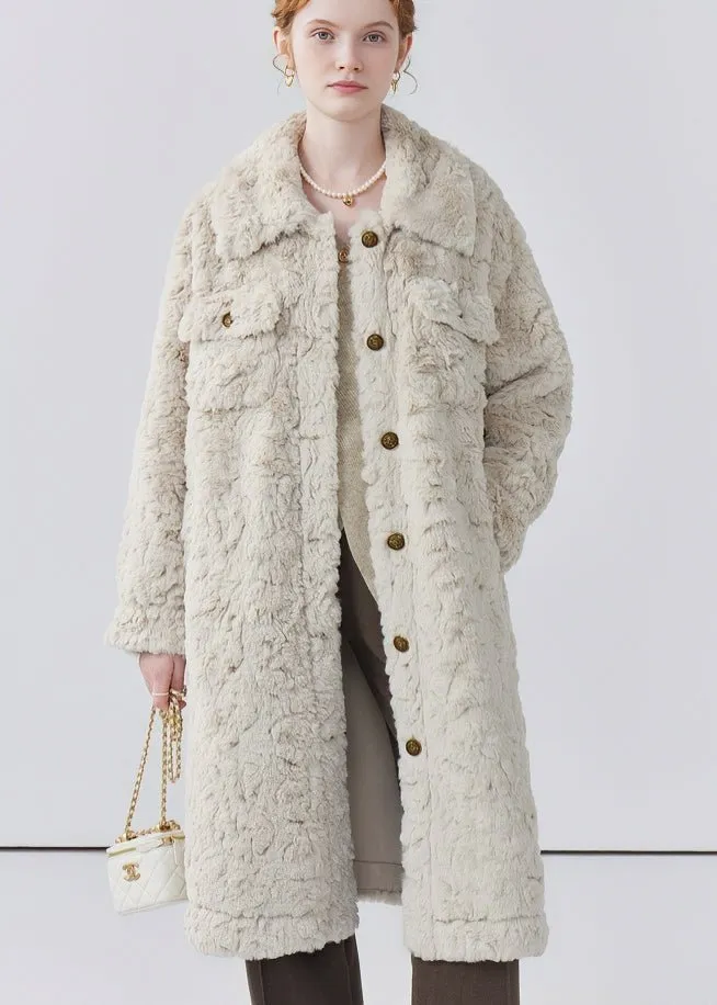 THICK LAPEL LONG FUR COAT