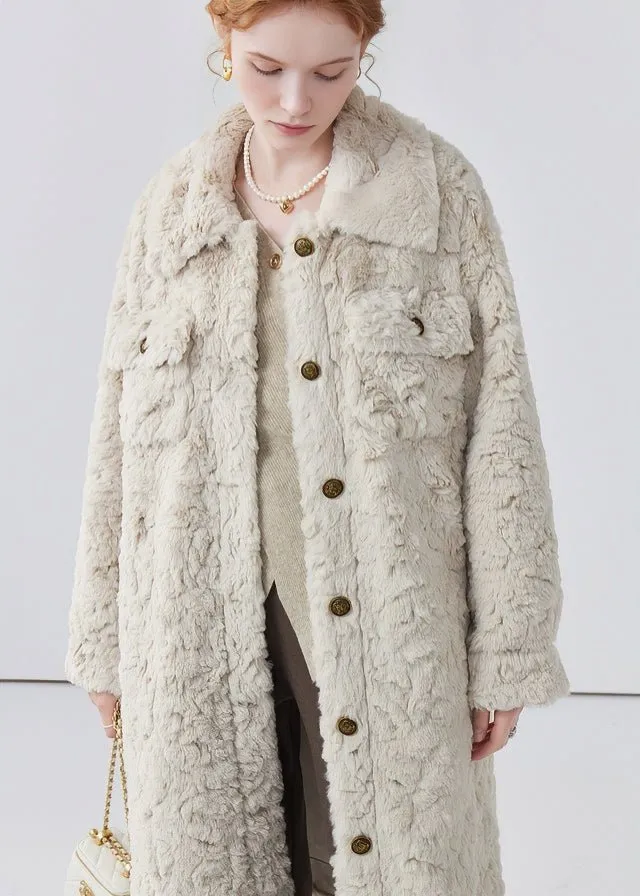 THICK LAPEL LONG FUR COAT