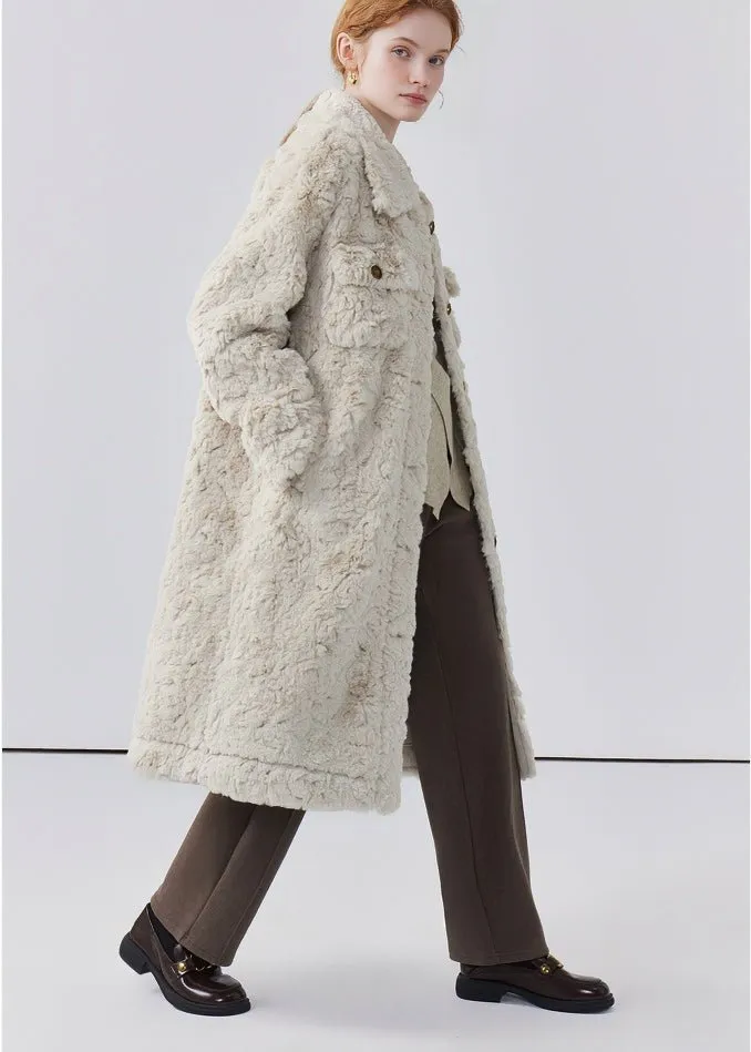 THICK LAPEL LONG FUR COAT