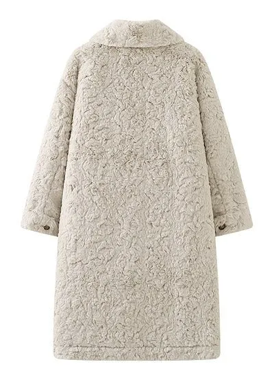 THICK LAPEL LONG FUR COAT