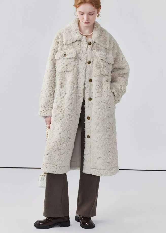 THICK LAPEL LONG FUR COAT