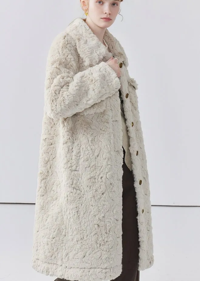 THICK LAPEL LONG FUR COAT