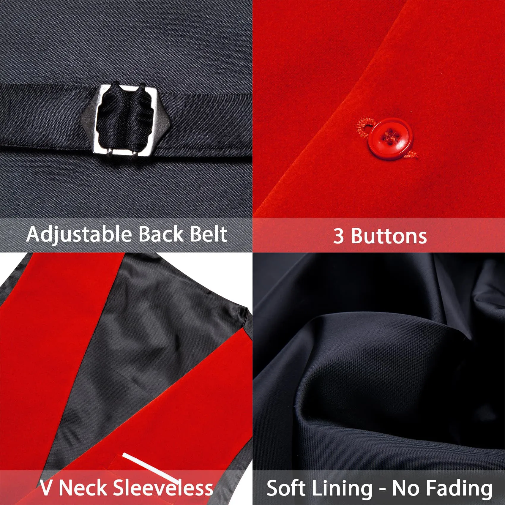 Ties2you Dress Vest Rosso Corsa Red Solid V-Neck Mens Suede Leather Vest Waistcoat Bow Tie Set