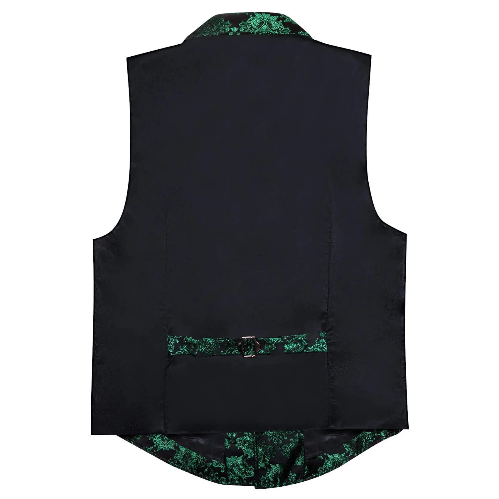 Ties2you Men's Vest Dark Green Black Floral Silk Waistcoat Suit Vest