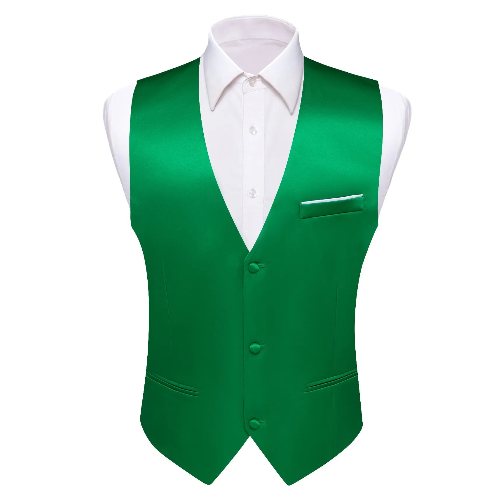 Ties2you Men's Vest Emerald Green Solid Silk Vest Bow Tie Set Waistcoat Suit Set