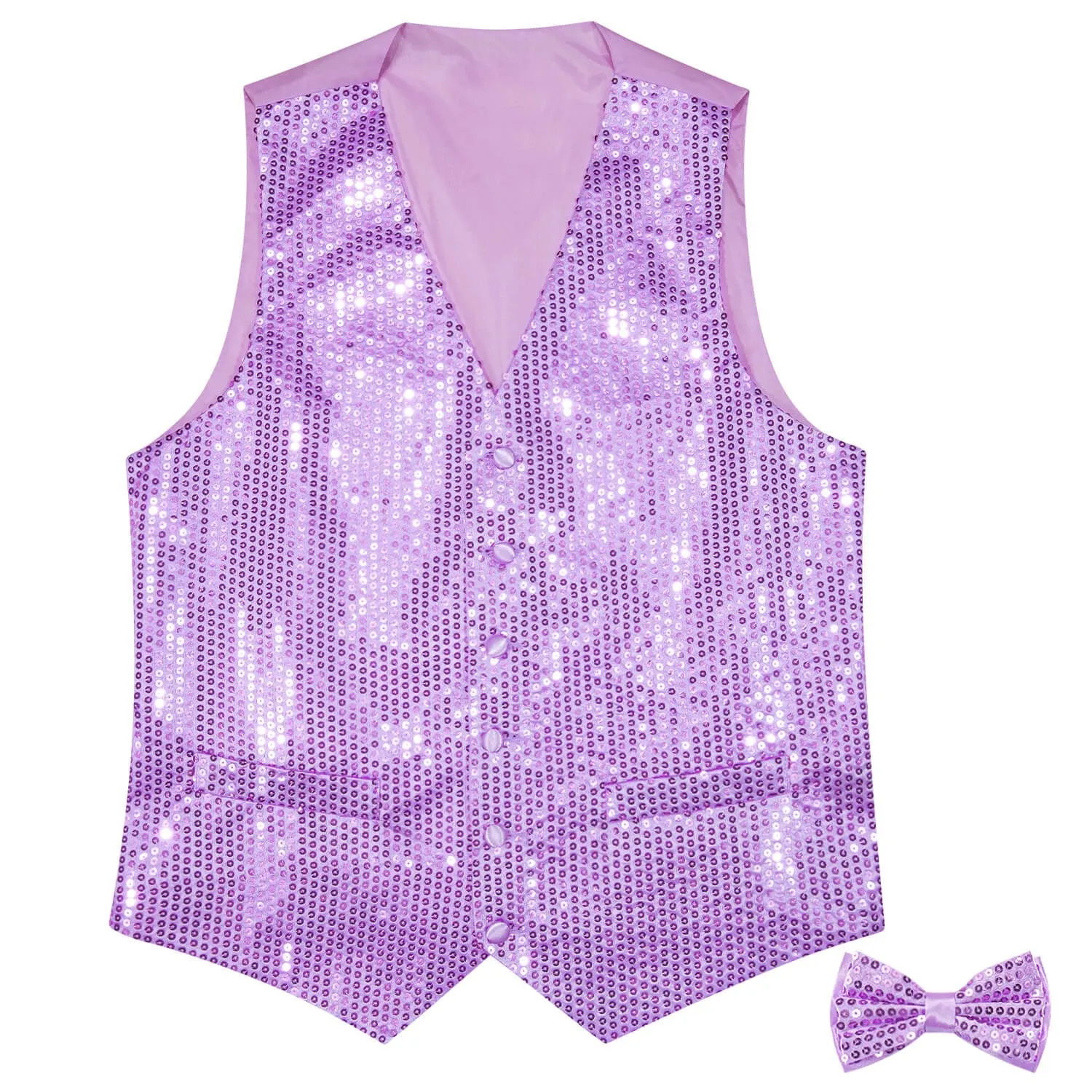 Ties2you Men's Vest Shining Lavender Purple Sequins Vest Bow Tie Set