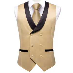 Ties2you Tuxedo Vest Khaki Shawl Collar Silk Mens Double Breasted Vest