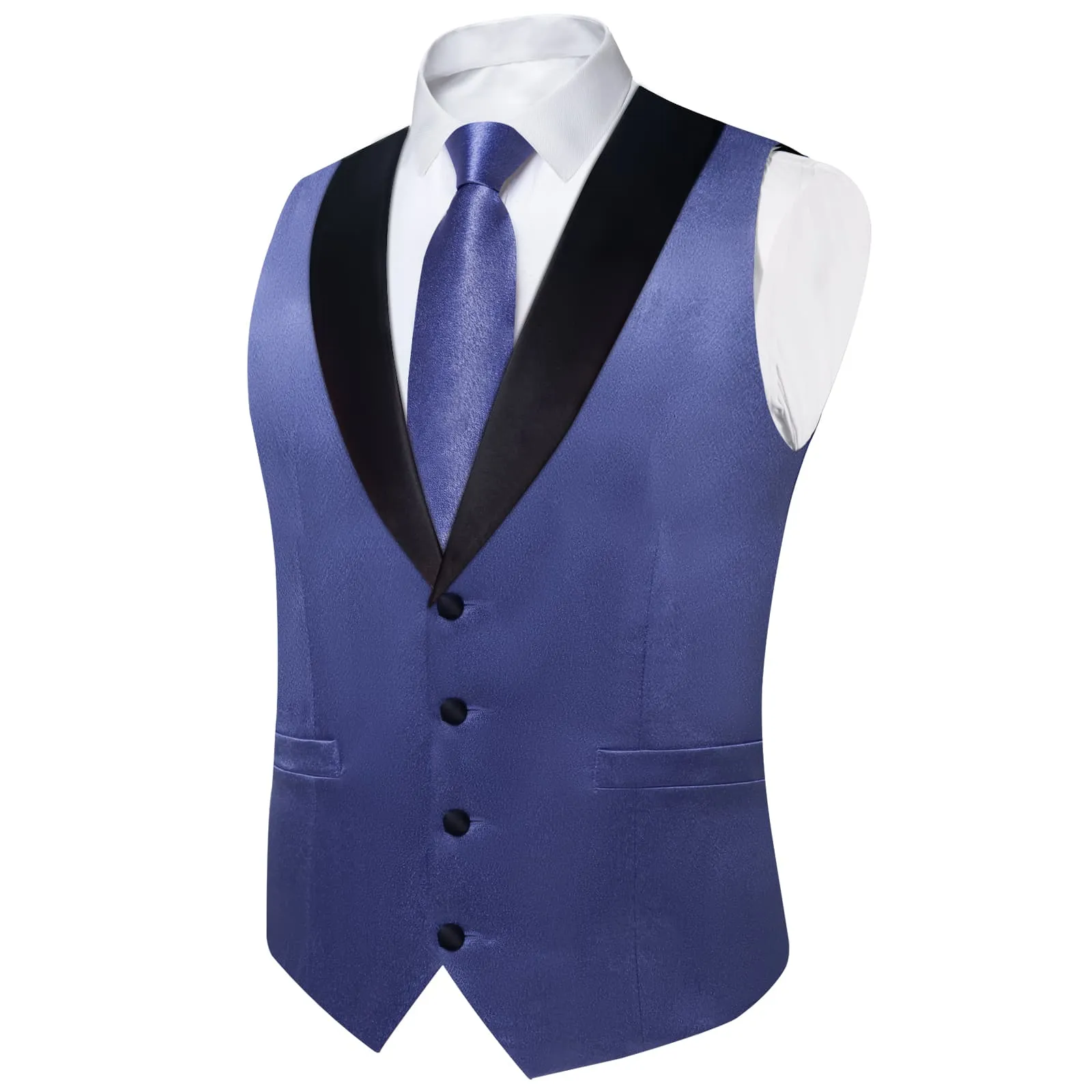 Ties2you Work Vest Medium Electric Blue Solid Shawl Collar Silk Dress Vest Tie Set Formal