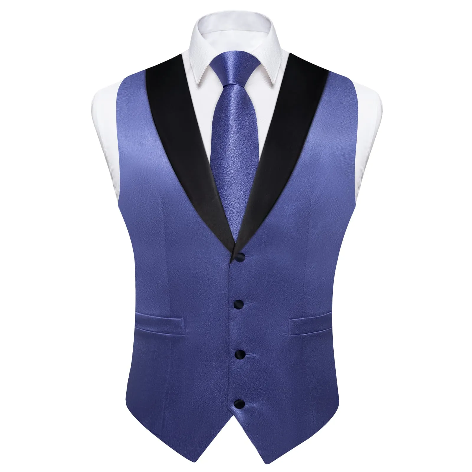 Ties2you Work Vest Medium Electric Blue Solid Shawl Collar Silk Dress Vest Tie Set Formal