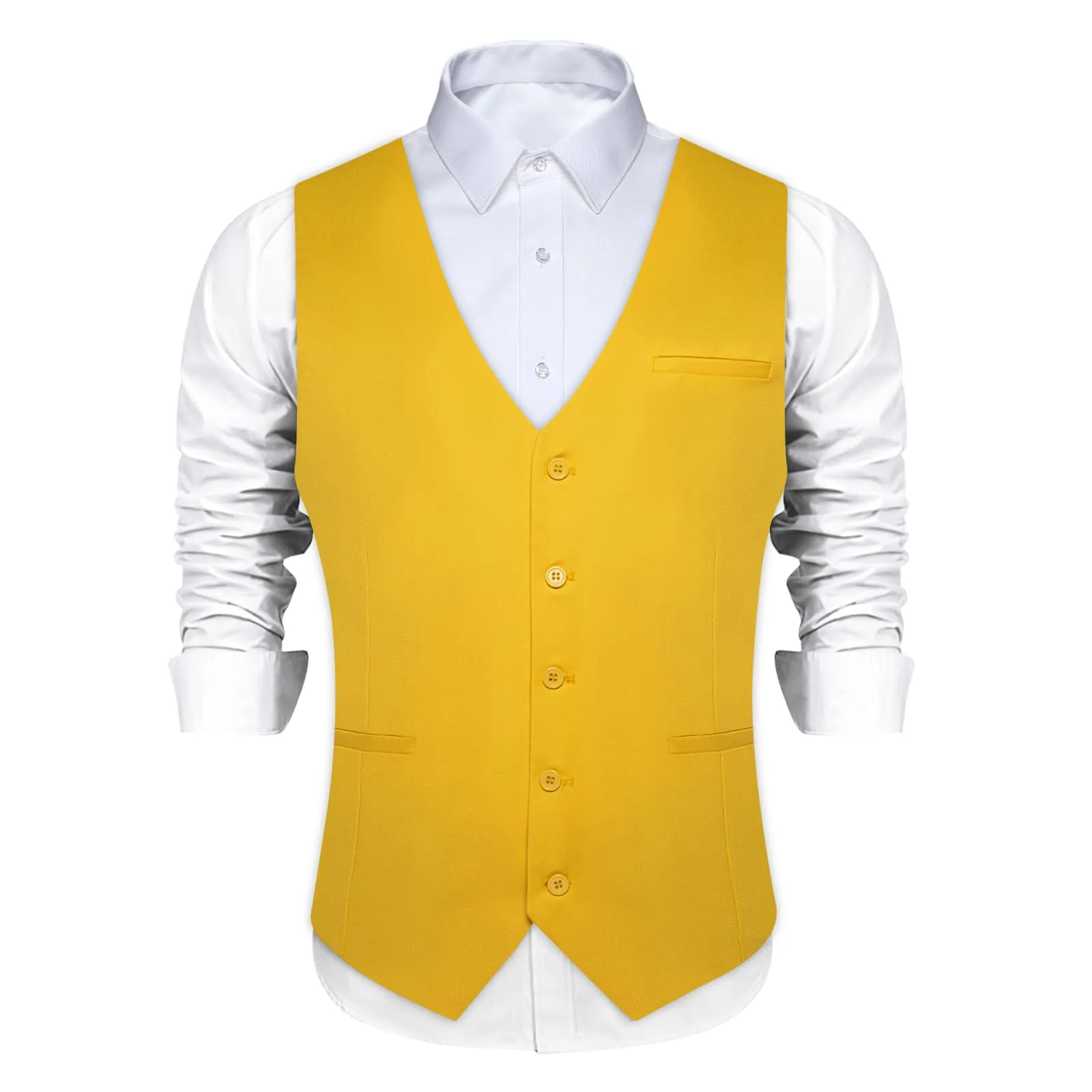 Ties2you Work Vest Saffron Yellow Solid Silk Mens Dress Tuxedo Vest for Business