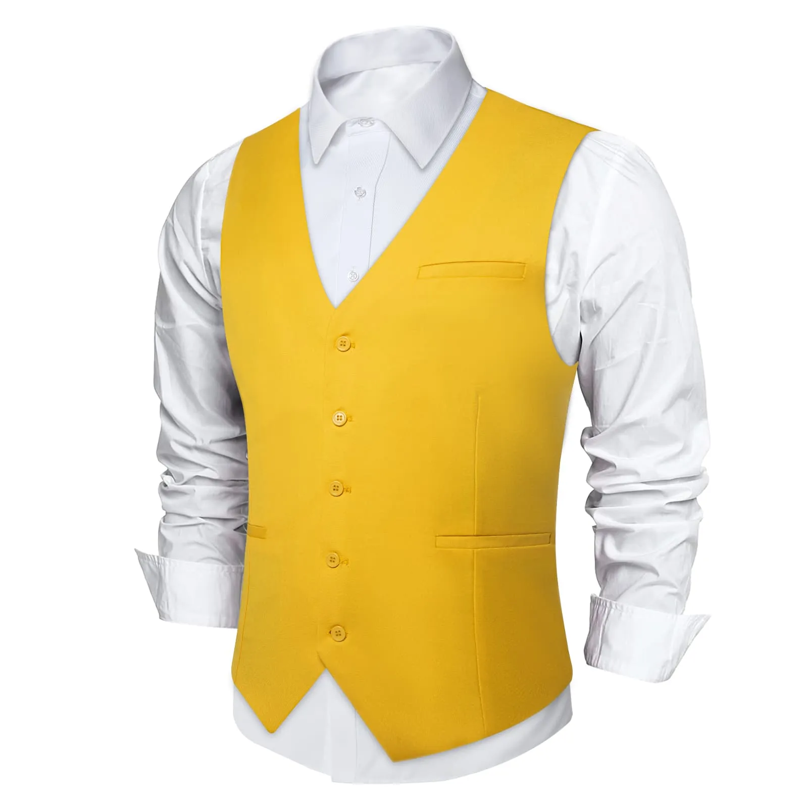 Ties2you Work Vest Saffron Yellow Solid Silk Mens Dress Tuxedo Vest for Business