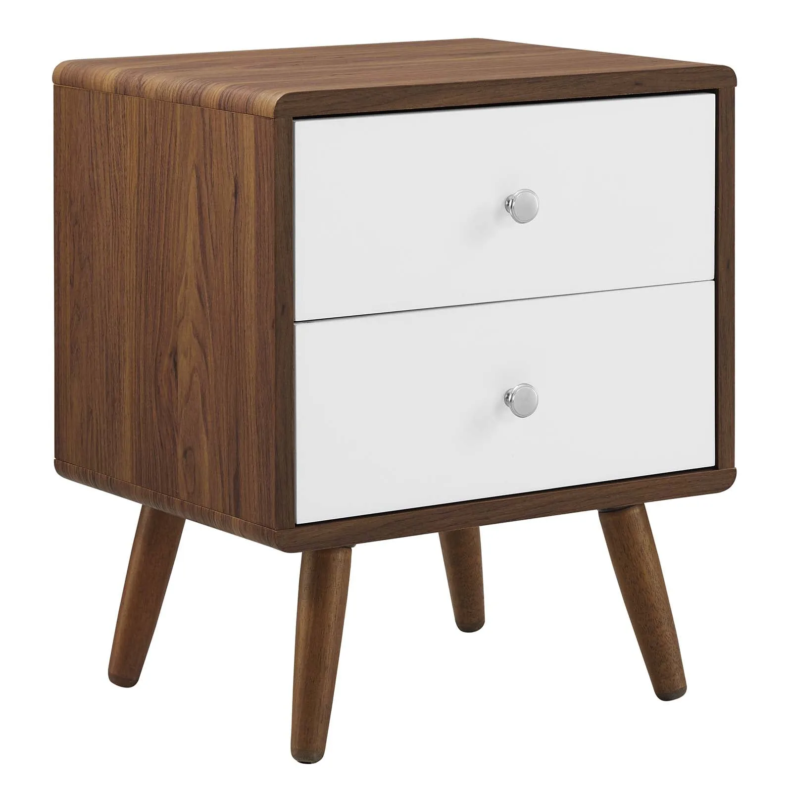 Transmit 2-Drawer Nightstand Walnut White MOD-7017-WAL-WHI