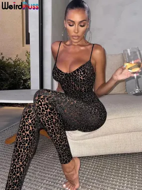 Trendy Leopard Print Sleeveless Backless Jumpsuit