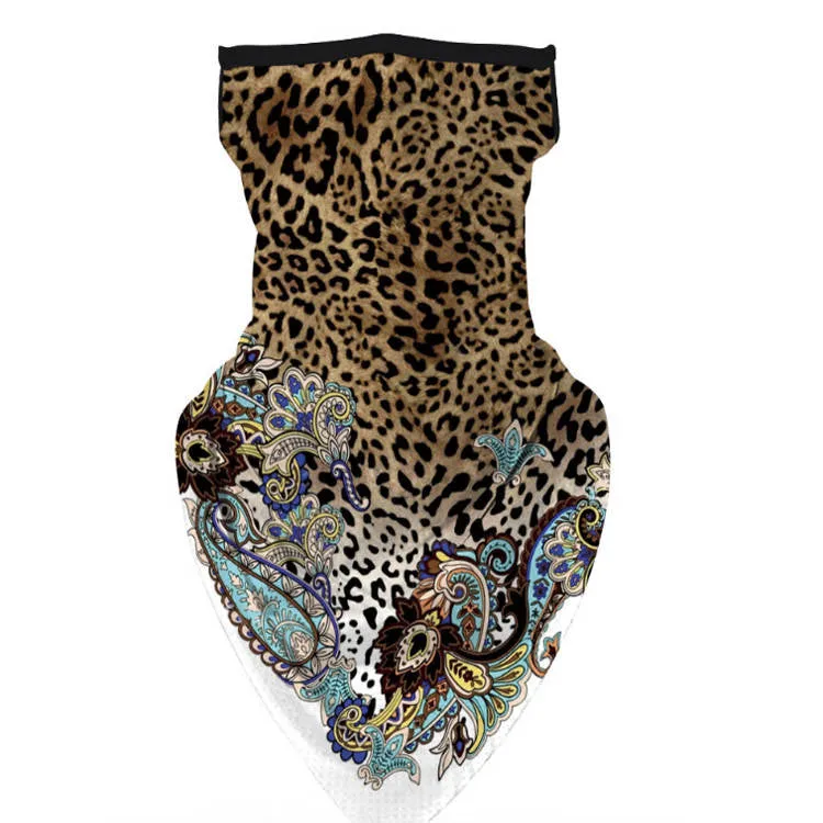 Unisex Face Scarf Bandana with Ear Loops Leopard Paisley