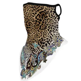 Unisex Face Scarf Bandana with Ear Loops Leopard Paisley