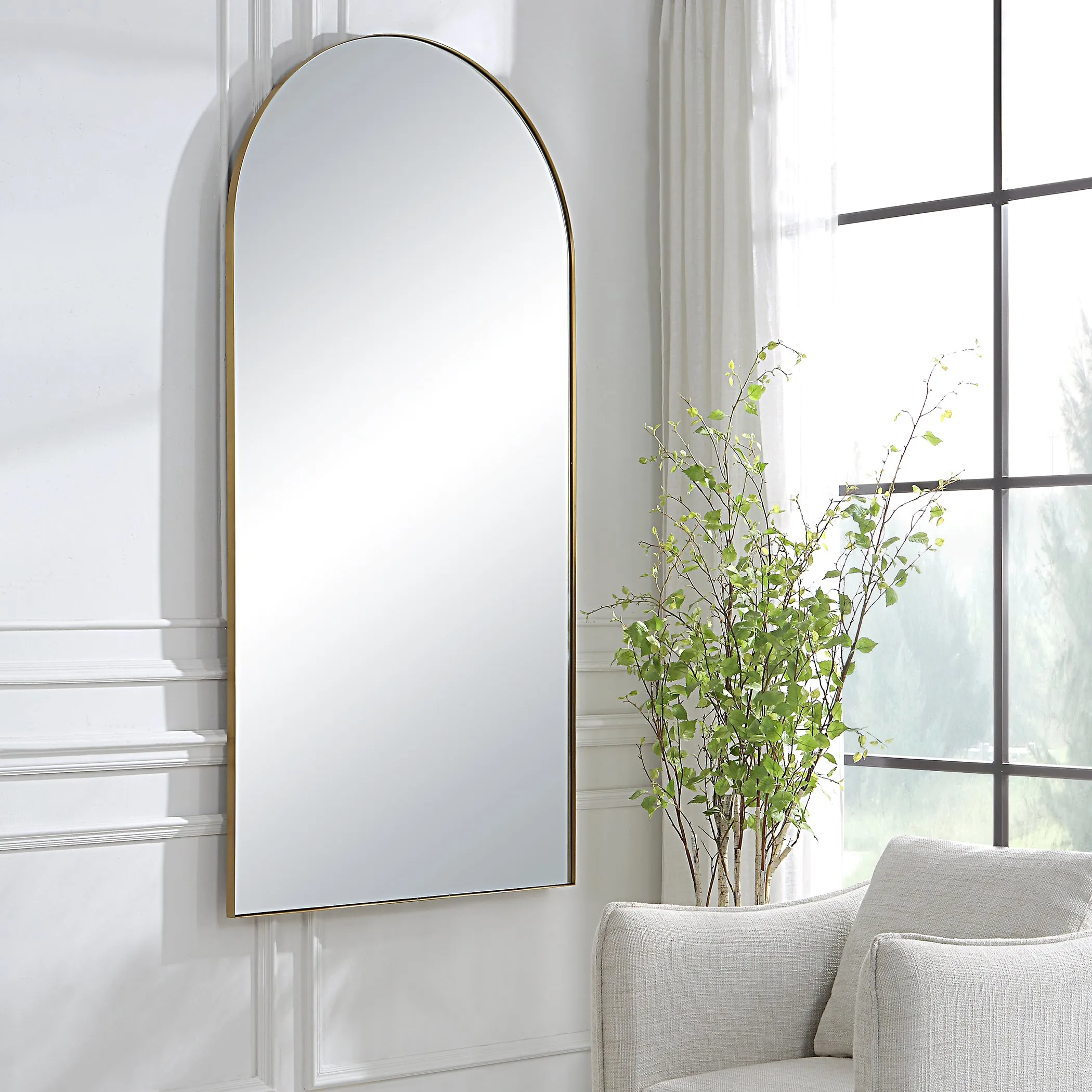 Uttermost Crosley Antique Brass Arch Mirror