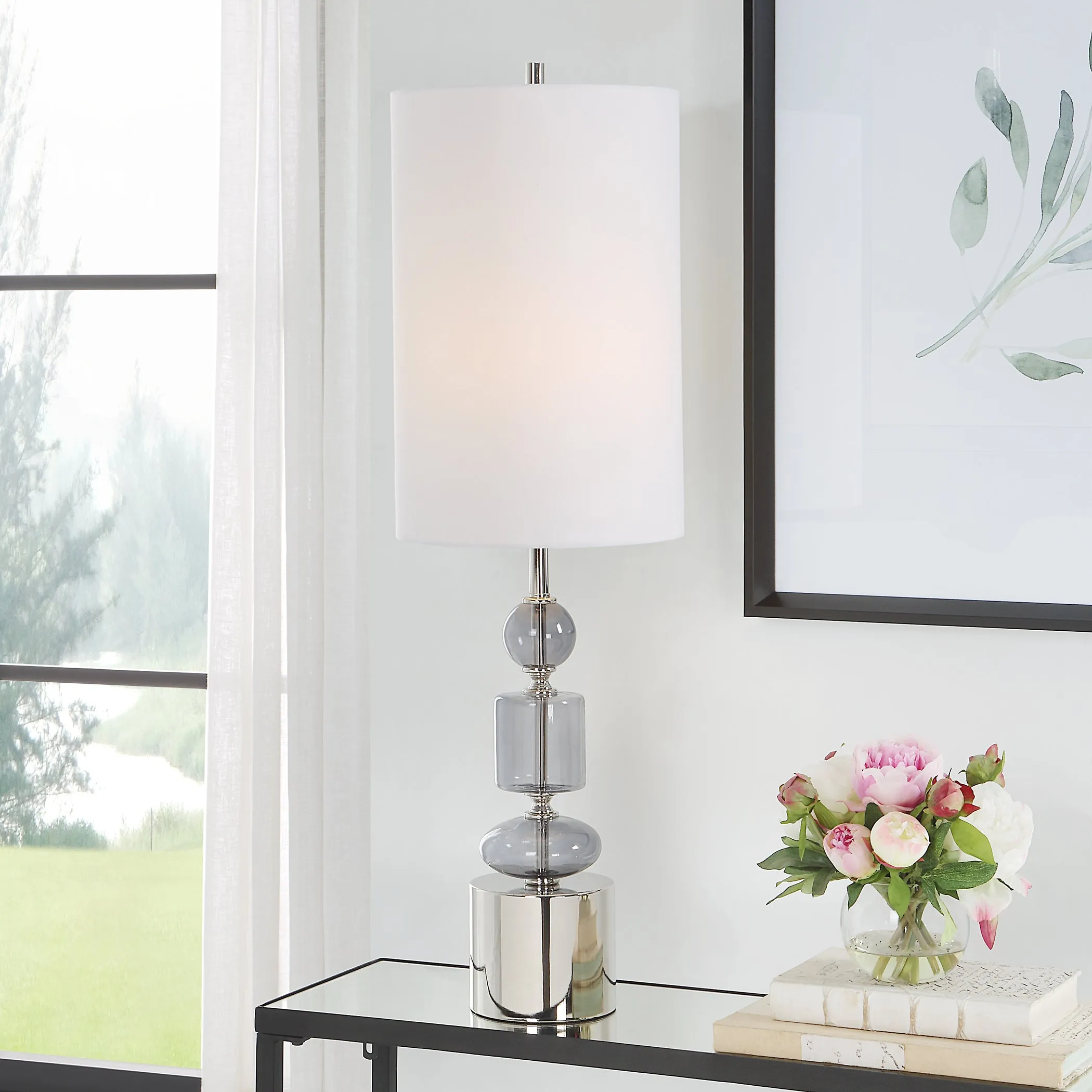 Uttermost Stratus Gray Glass Buffet Lamp