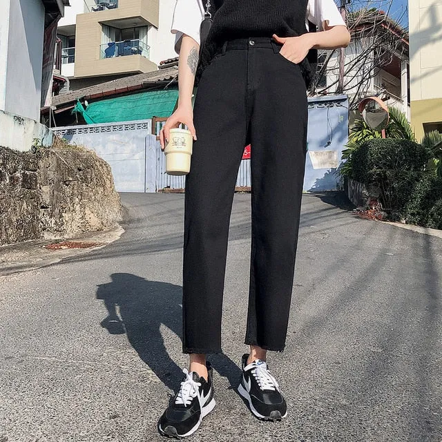 Vintage Tassel High Waist Denim Pants