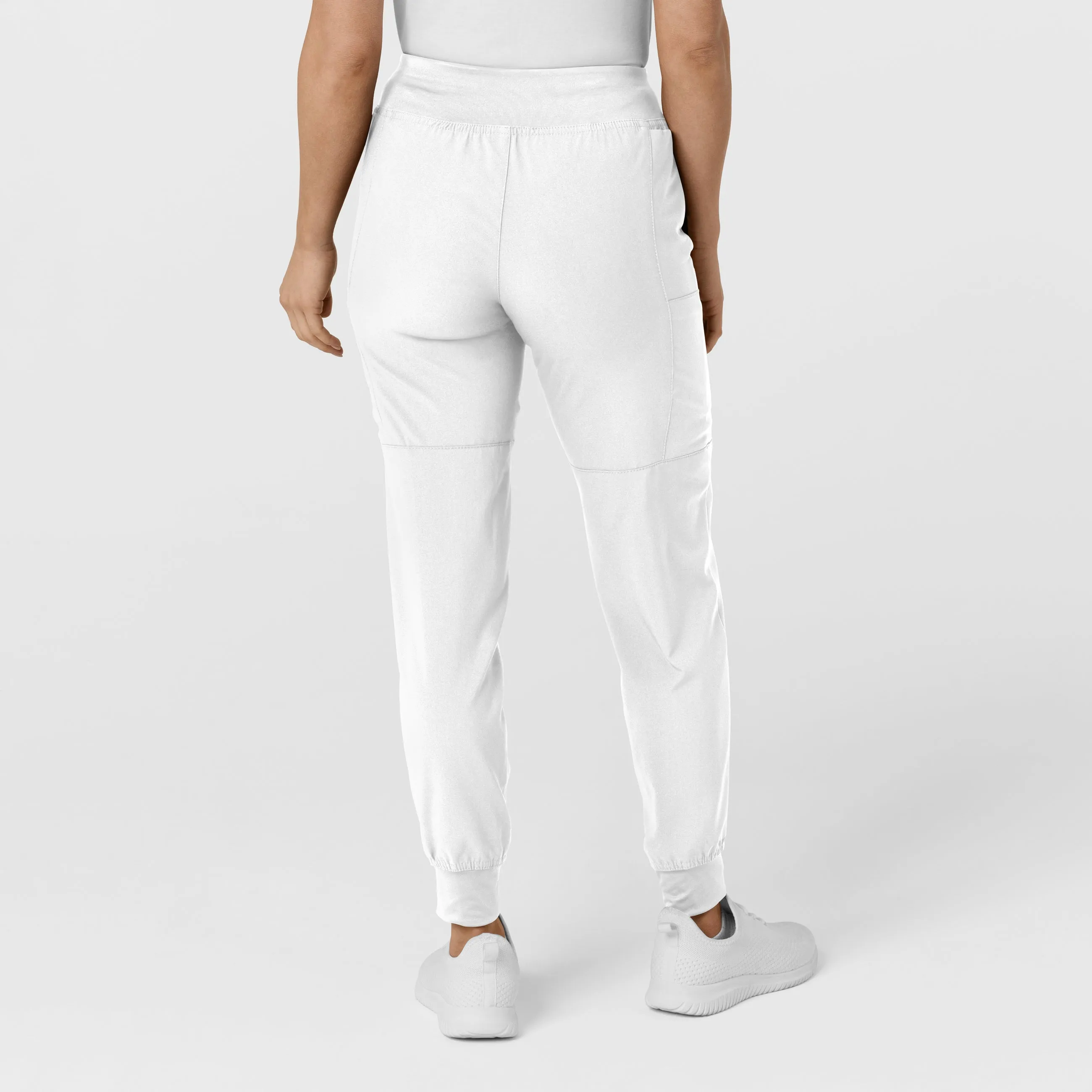 W123 Women's Comfort Waist Cargo Jogger Scrub Pant - White