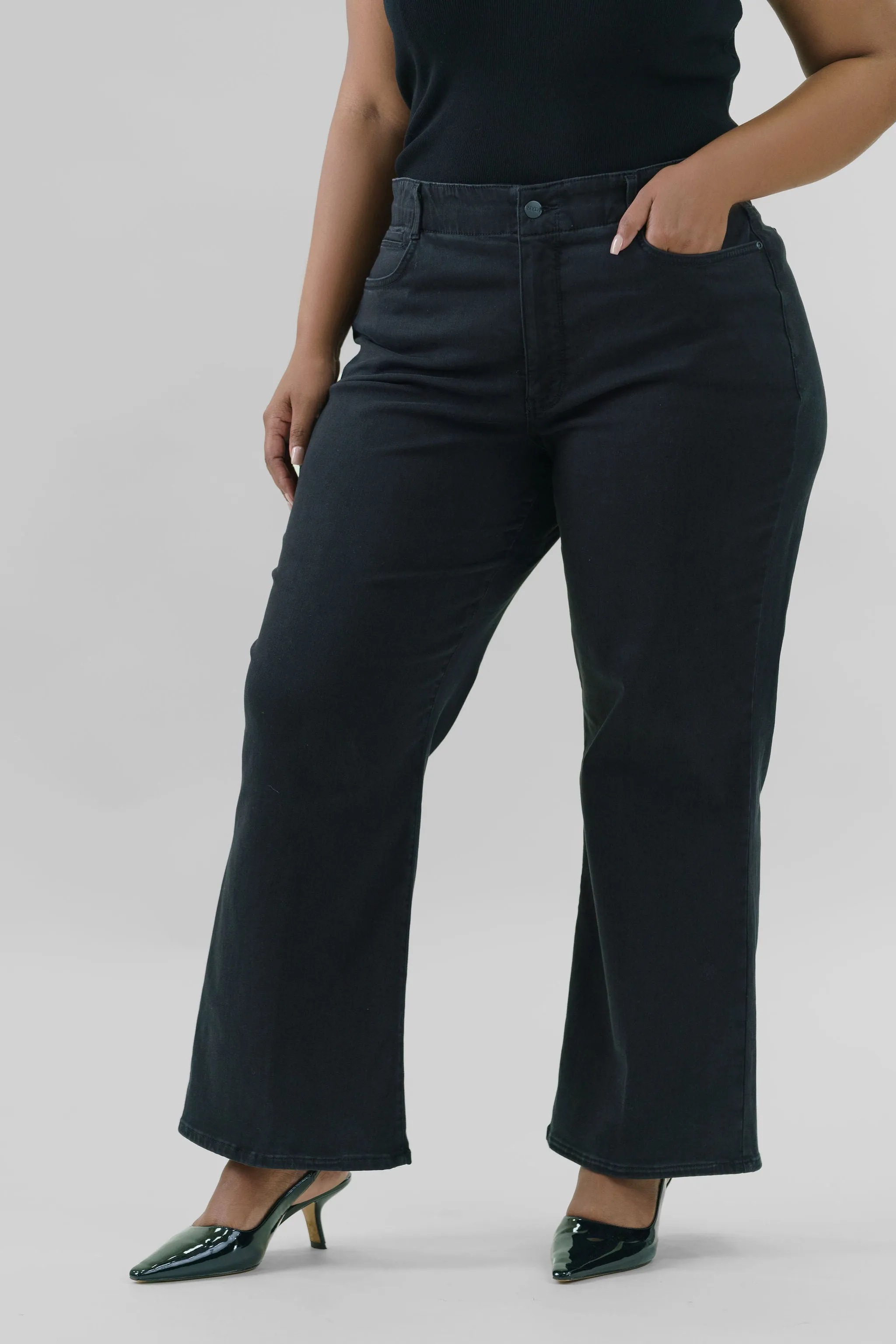 WAIST MATCH HIGH RISE MAJOR WIDE LEG JEAN