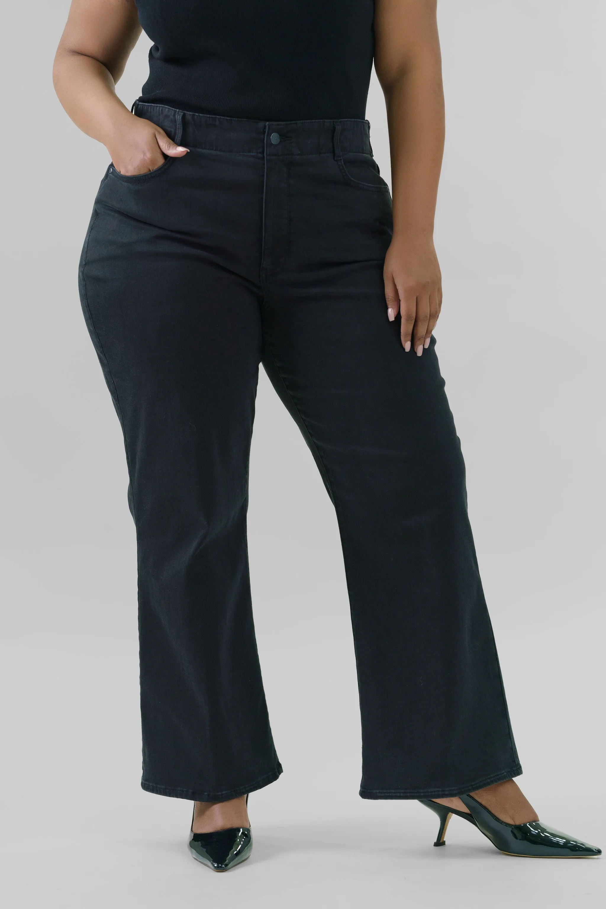 WAIST MATCH HIGH RISE MAJOR WIDE LEG JEAN