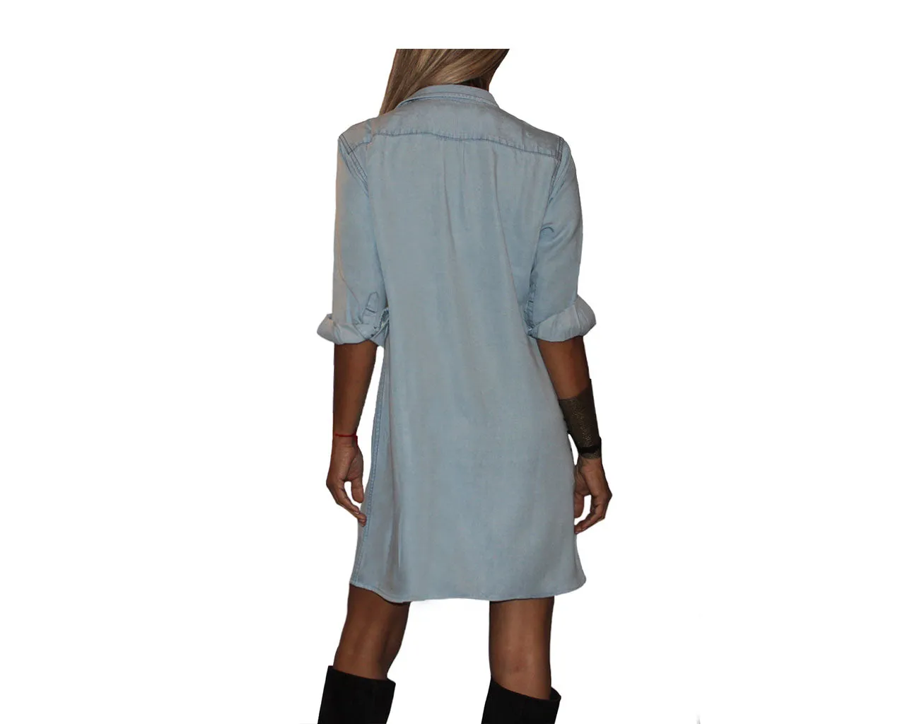 Washed Blue Shirt-Dress - The Aspen