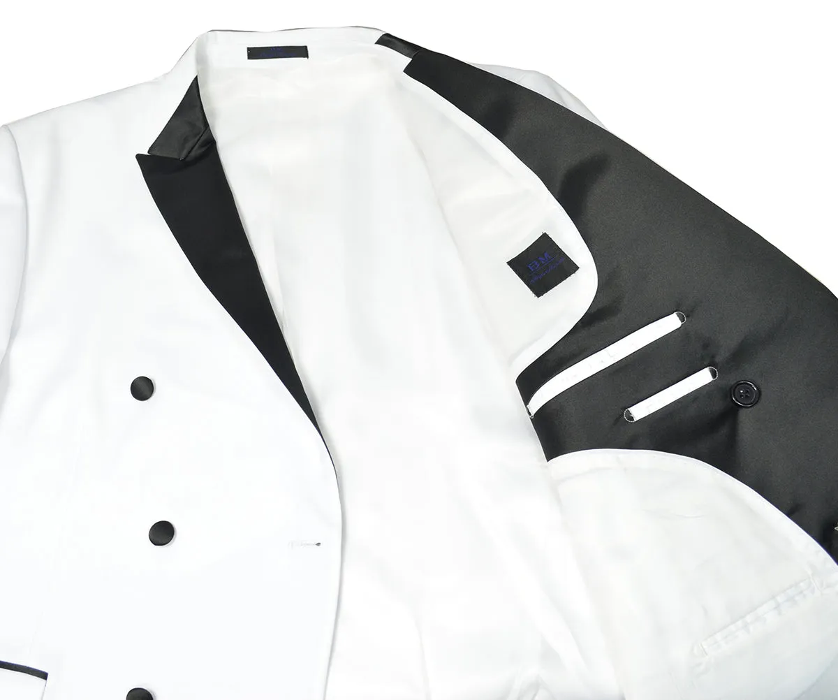 White Double Breasted Tuxedo with Shawl Lapel