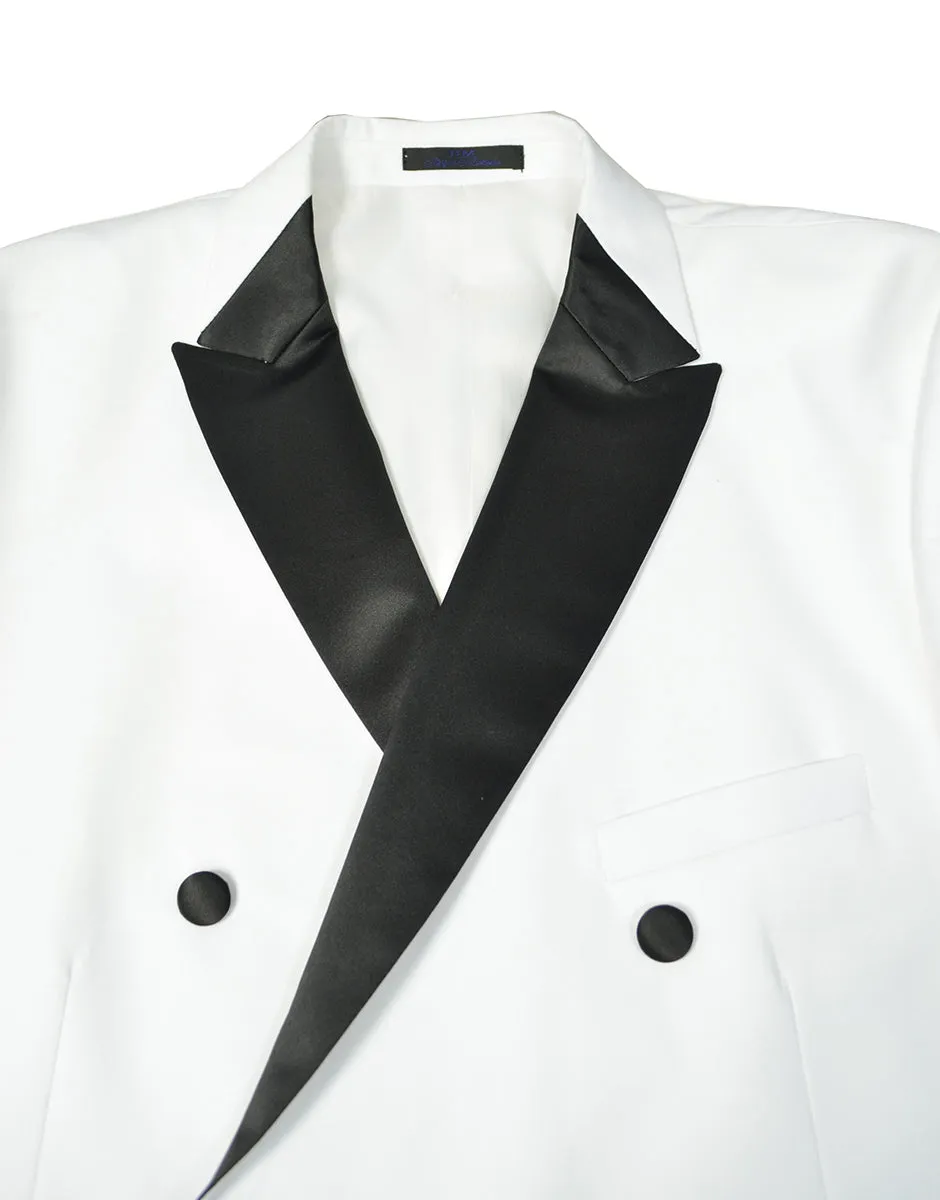 White Double Breasted Tuxedo with Shawl Lapel