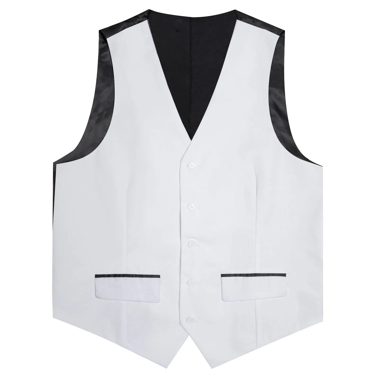 White Solid Silk Men's Classic Vest with Two Pockets