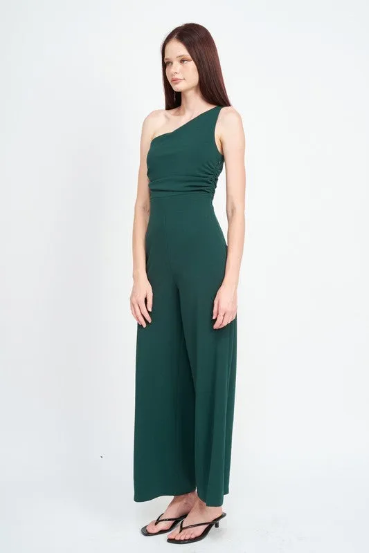 WIDE LEG ONE SHOULDER JUMPSUIT