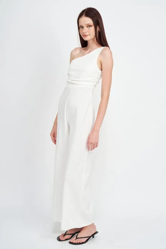 WIDE LEG ONE SHOULDER JUMPSUIT