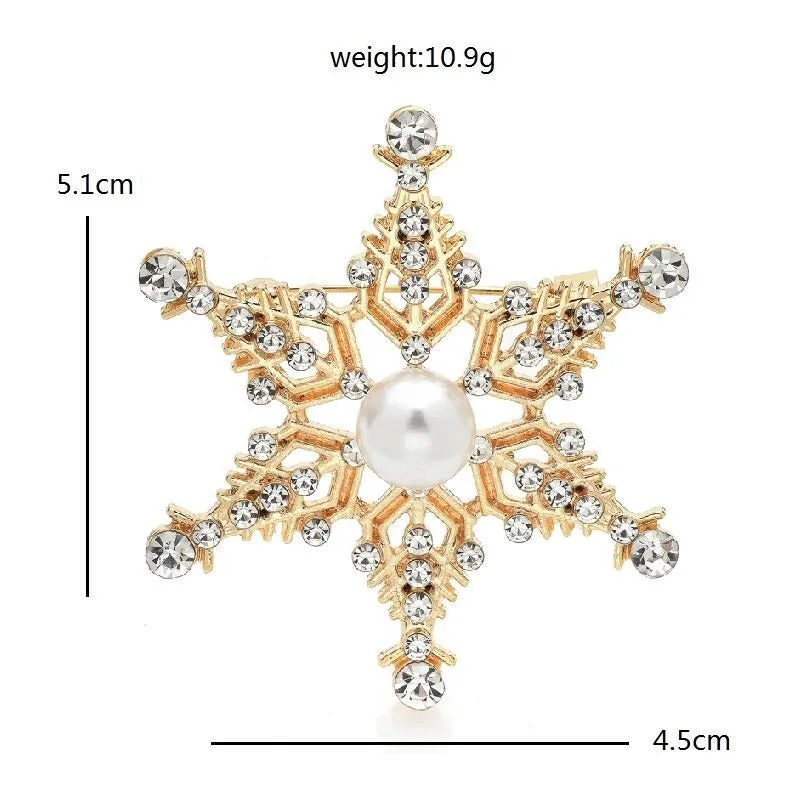 Winter Fashion Rhinestone Snowflakes Brooch Pins