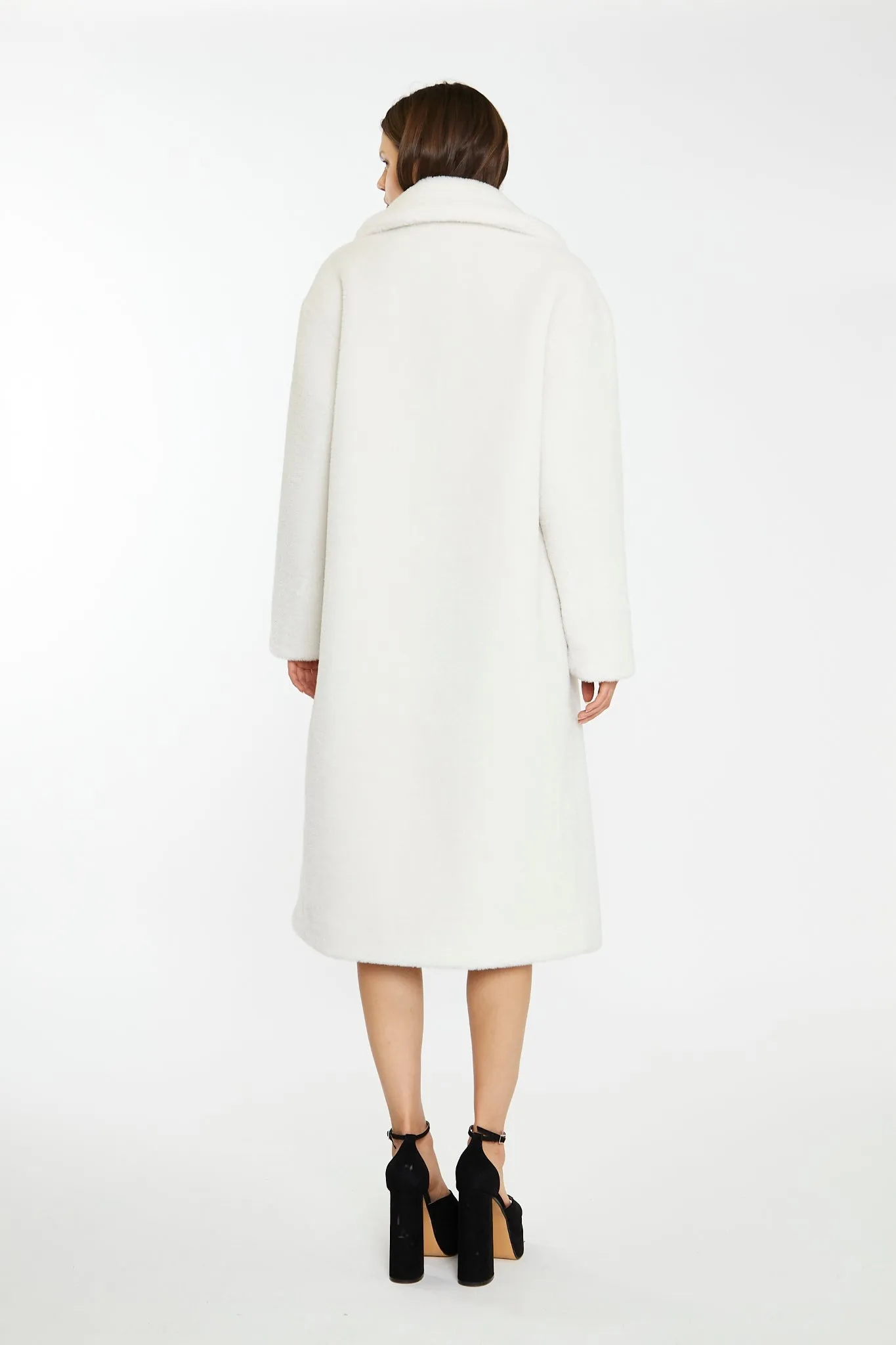 Winter White Longline Faux Fur Coat