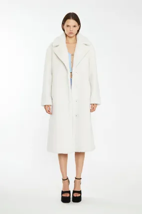 Winter White Longline Faux Fur Coat