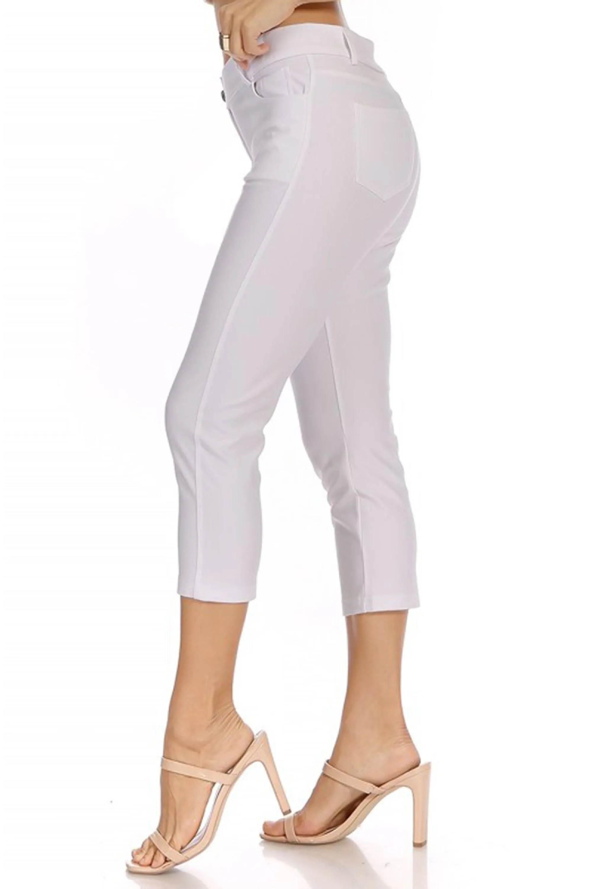 Women's Casual Comfy Slim Pocket Jeggings Jeans Capri Pants