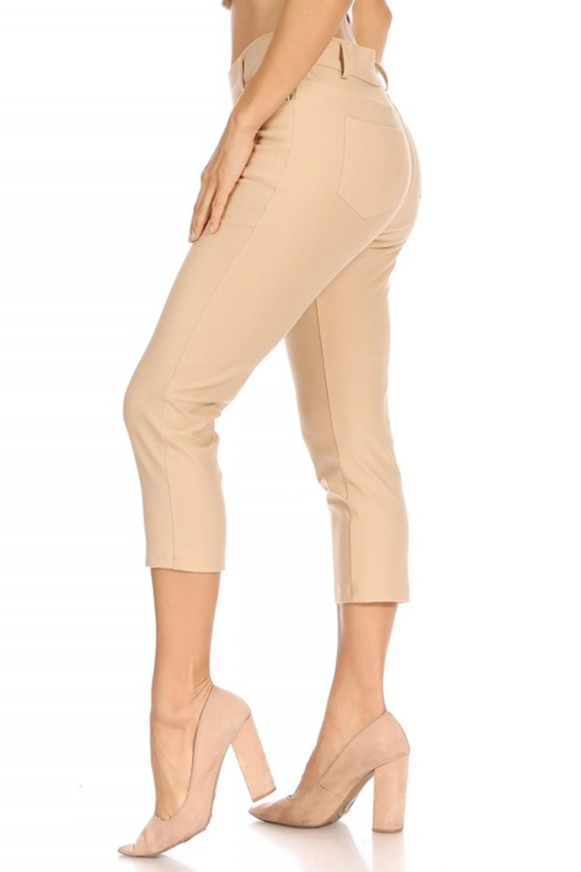 Women's Casual Comfy Slim Pocket Jeggings Jeans Capri Pants