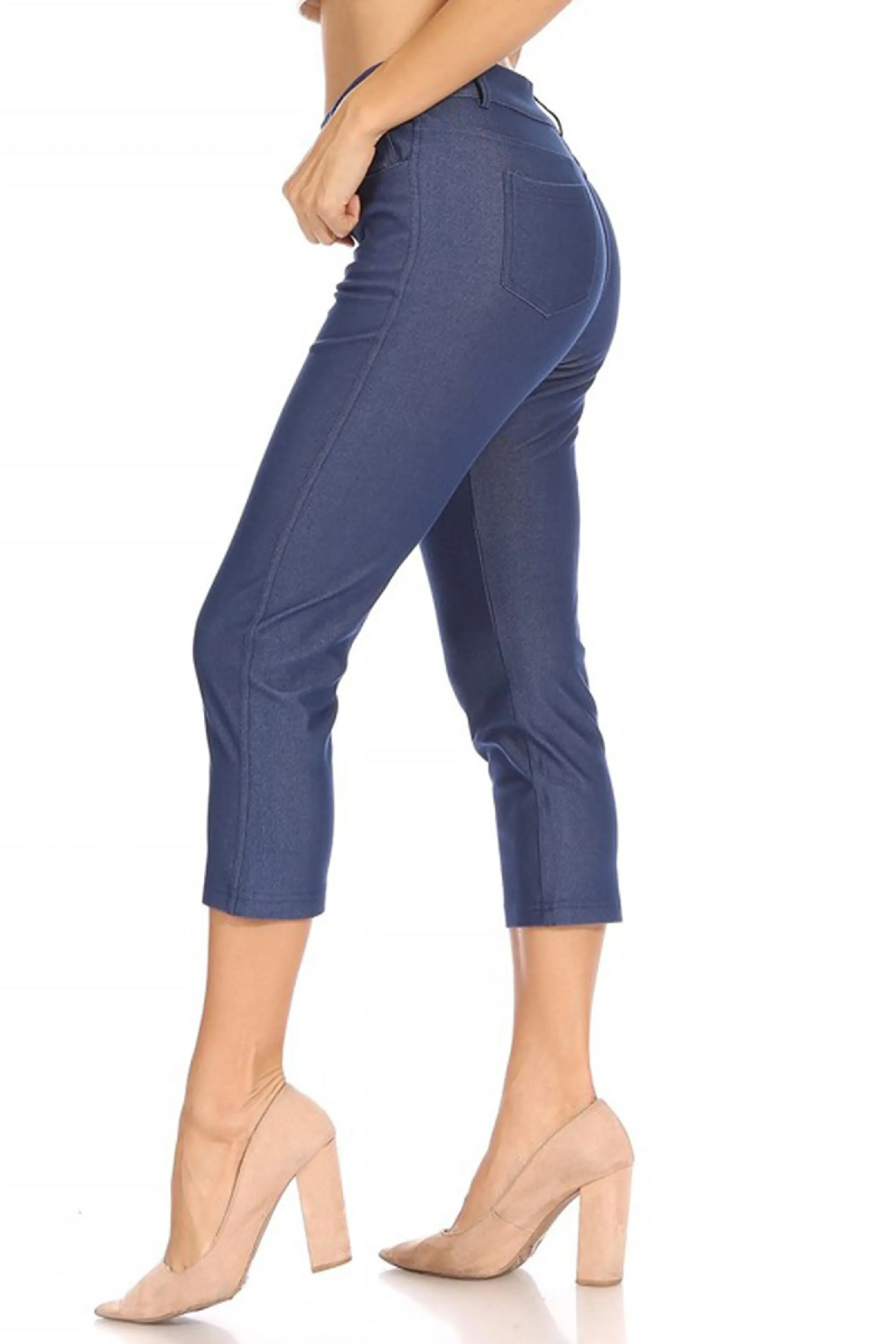 Women's Casual Comfy Slim Pocket Jeggings Jeans Capri Pants