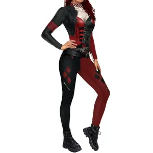 Women's Fashion Halloween Costume Jumpsuit Sexy Slim Long Sleeve One-piece 3D Party Rompers