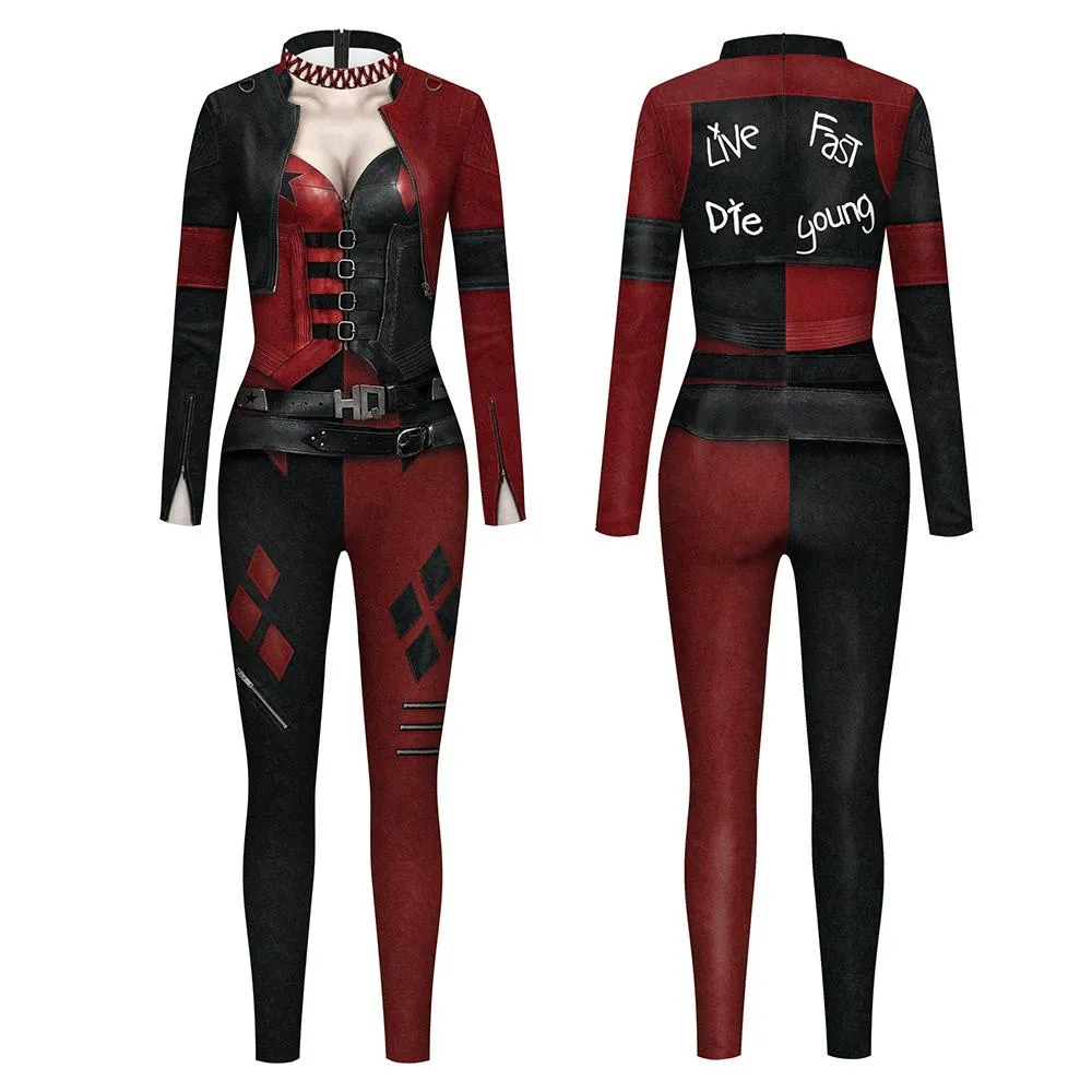 Women's Fashion Halloween Costume Jumpsuit Sexy Slim Long Sleeve One-piece 3D Party Rompers