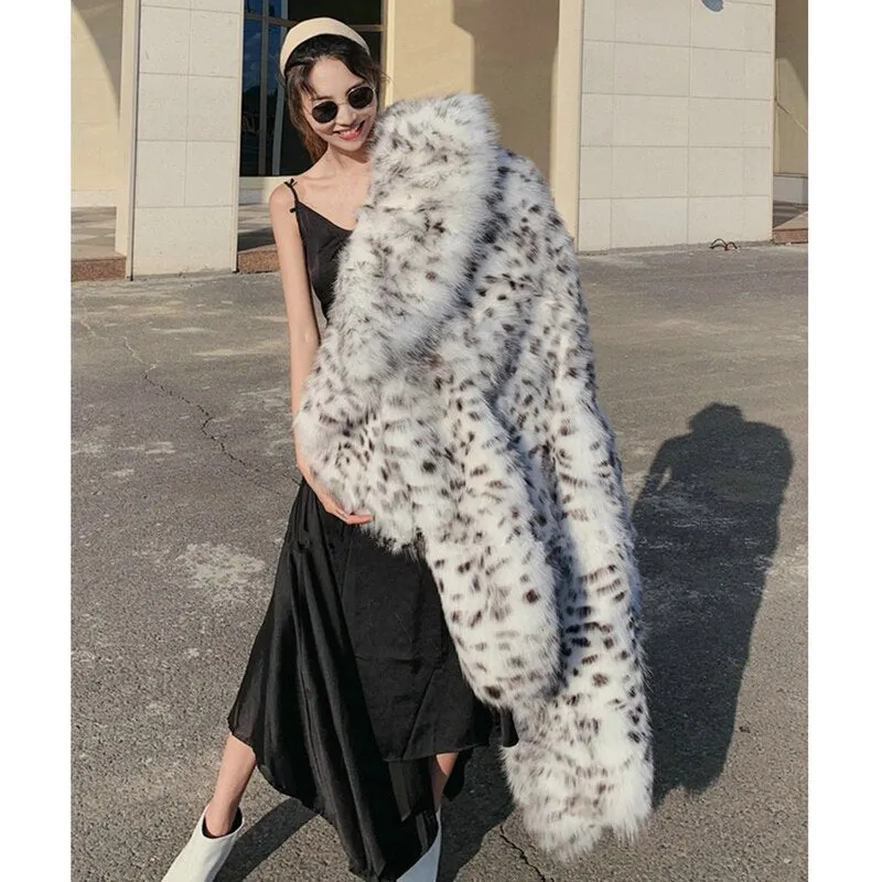 Women's winter imitation fox fur young leopard-print fur coat