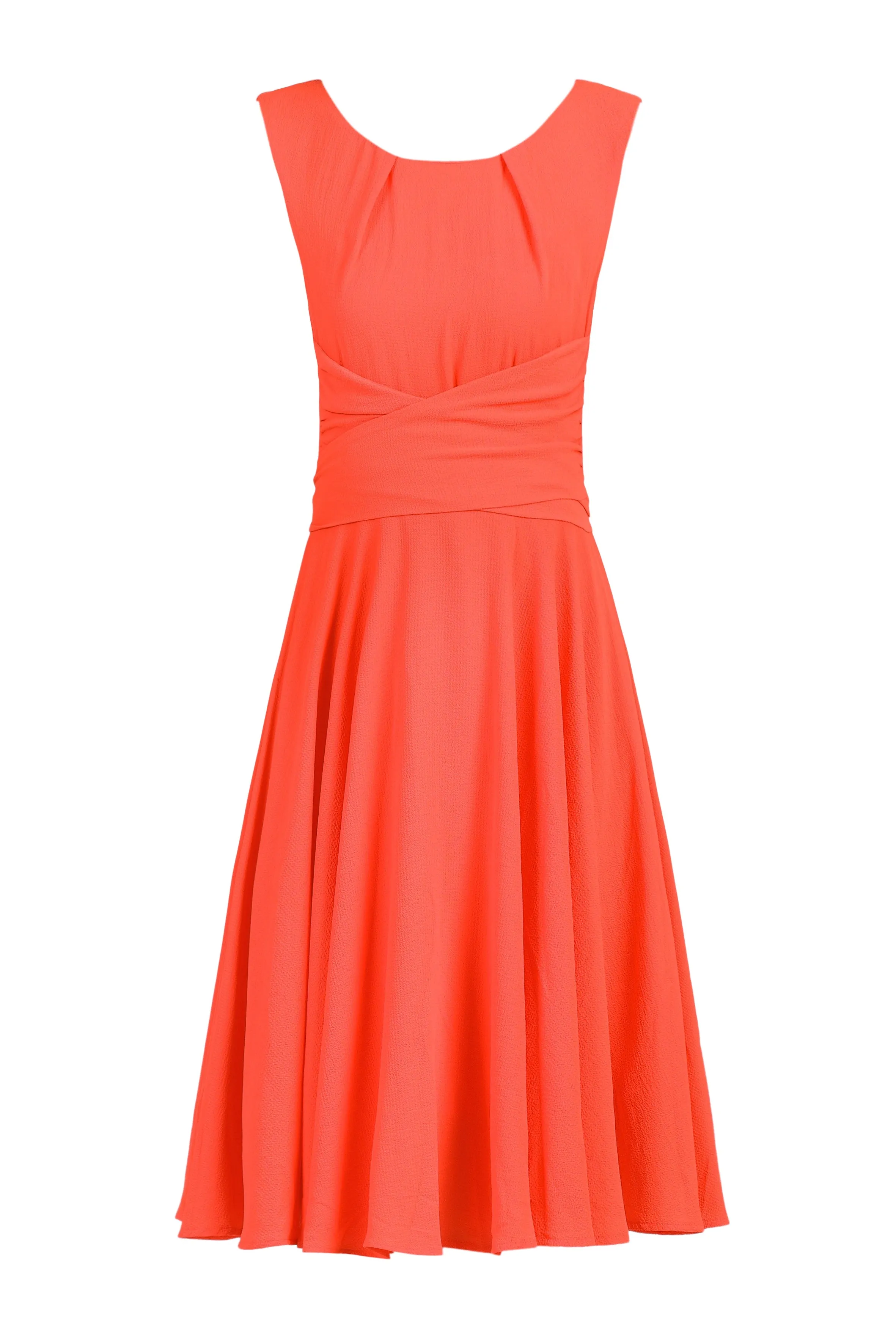 Wrap Belted Skater Dress, Coral